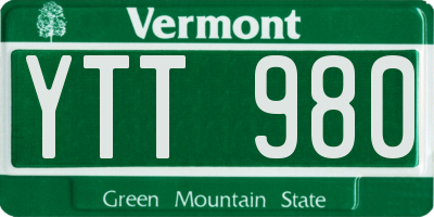VT license plate YTT980