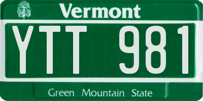 VT license plate YTT981