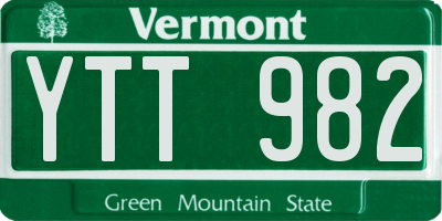 VT license plate YTT982
