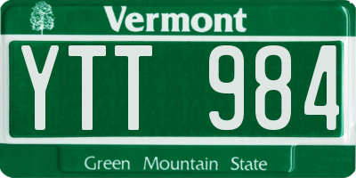 VT license plate YTT984