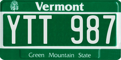 VT license plate YTT987