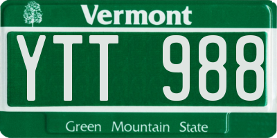 VT license plate YTT988