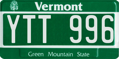 VT license plate YTT996