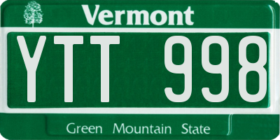 VT license plate YTT998