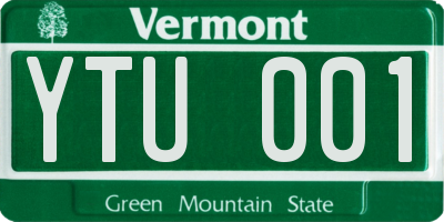 VT license plate YTU001