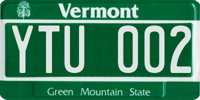 VT license plate YTU002