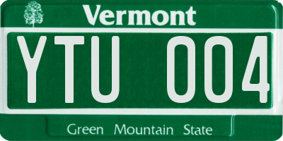 VT license plate YTU004