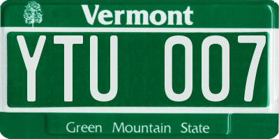 VT license plate YTU007