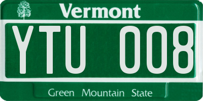 VT license plate YTU008