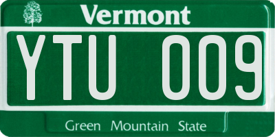 VT license plate YTU009