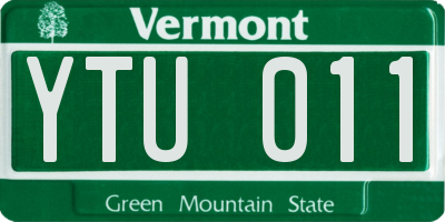 VT license plate YTU011