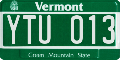 VT license plate YTU013