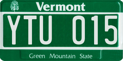 VT license plate YTU015
