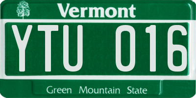 VT license plate YTU016
