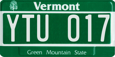 VT license plate YTU017