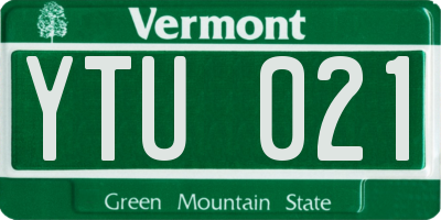 VT license plate YTU021