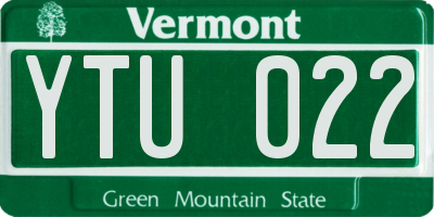 VT license plate YTU022