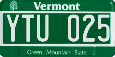 VT license plate YTU025