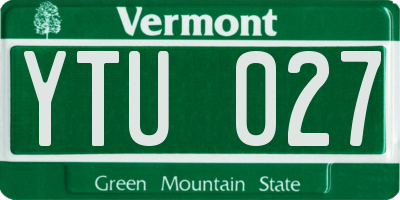 VT license plate YTU027