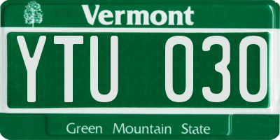 VT license plate YTU030
