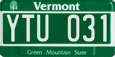 VT license plate YTU031