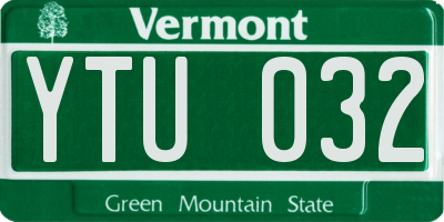 VT license plate YTU032