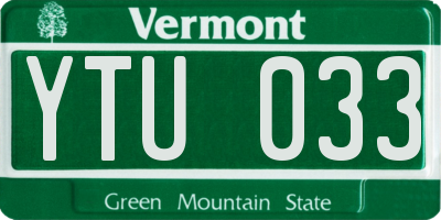 VT license plate YTU033