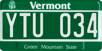 VT license plate YTU034