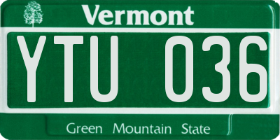 VT license plate YTU036