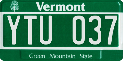 VT license plate YTU037