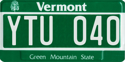 VT license plate YTU040