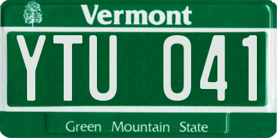 VT license plate YTU041