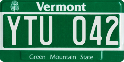 VT license plate YTU042