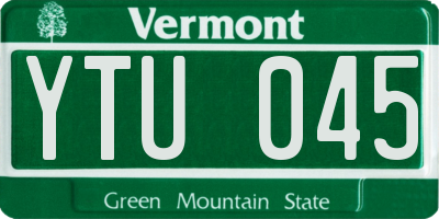 VT license plate YTU045