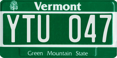 VT license plate YTU047
