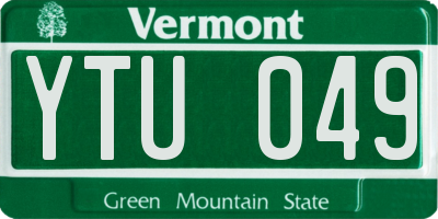 VT license plate YTU049
