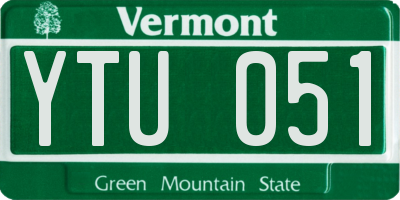 VT license plate YTU051