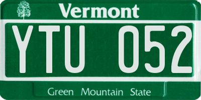 VT license plate YTU052