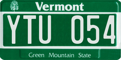 VT license plate YTU054