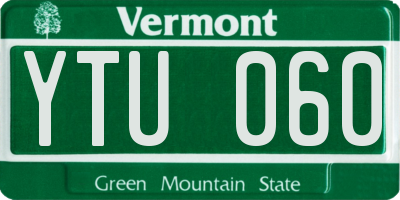 VT license plate YTU060