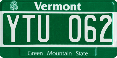 VT license plate YTU062