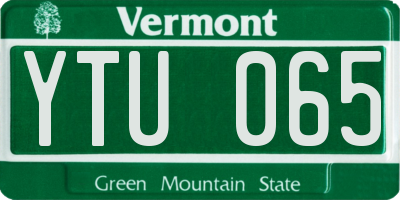 VT license plate YTU065