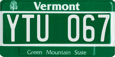 VT license plate YTU067