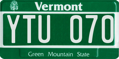 VT license plate YTU070