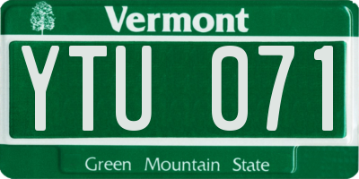 VT license plate YTU071