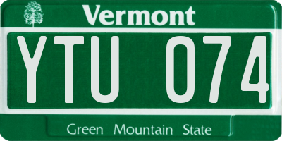 VT license plate YTU074