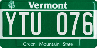 VT license plate YTU076