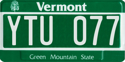 VT license plate YTU077