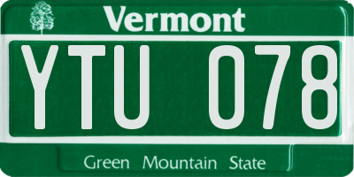 VT license plate YTU078