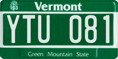 VT license plate YTU081